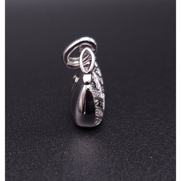 Mirabelle 18kt White Gold Diamond and Sapphire Purse Charm Pendant with Enhancer - Picture 6 of 12